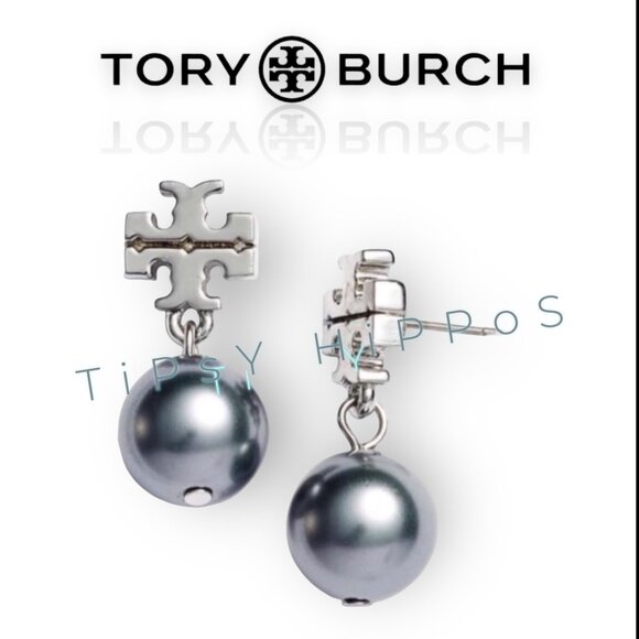 Tory Burch Silver Kira Pearl Drop Earrings - Picture 2 of 3